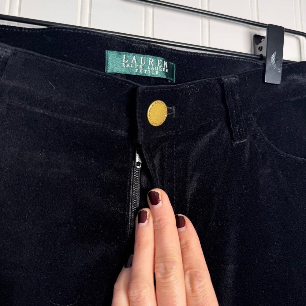 Lauren Ralph Lauren Black Velvet Straight Leg Dress Pants Women’s Size 8 Petite - Picture 4 of 10